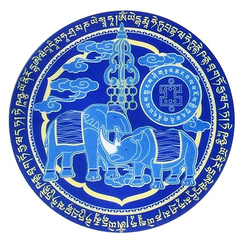 Amuleto Feng Shui de elefante y rinoceronte azul, 5 calcomanías de paz y protección para coche y pared 2