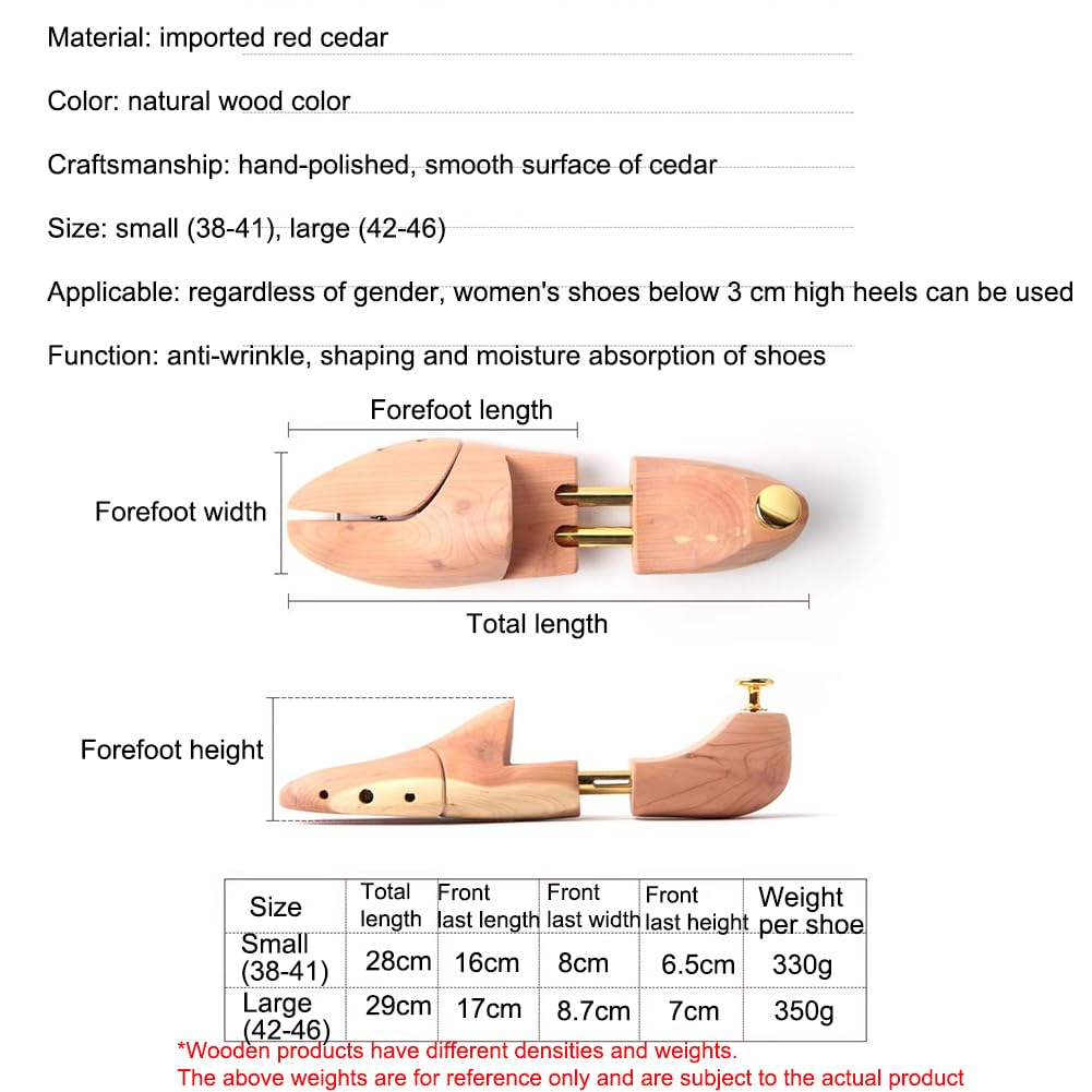 Juego De 2 Hormas para Zapatos De Madera De Cedro, Modelador De Madera para Árbol De Zapatos para Hombre, Ancho Y Largo Elástico, Modelador De Zapatos, Se Adapta A Tallas 31-46,37 to 41
