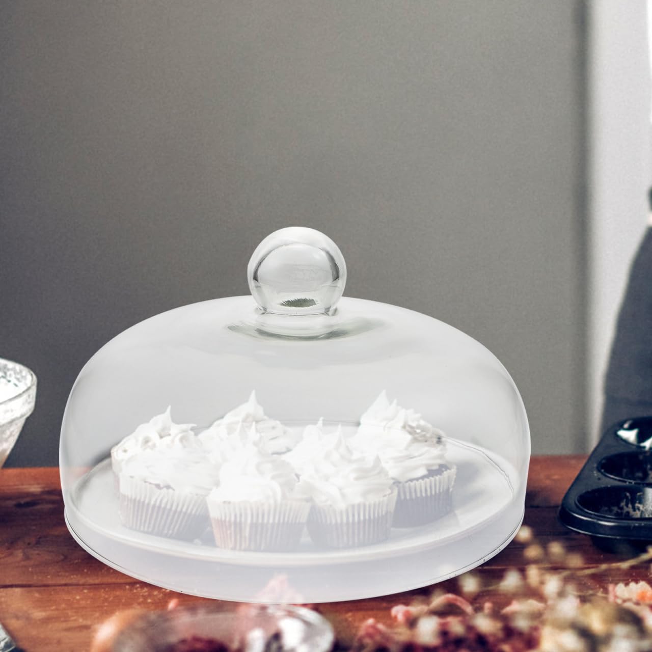 UPKOCH Cloche en verre transparent pour gâteaux, fruits, fromage, 23 cm