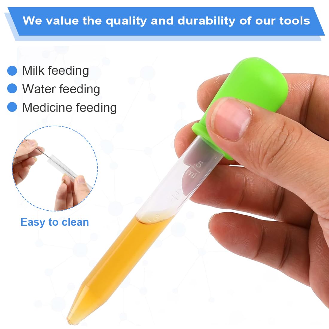 5 Pièces 5ml Pipettes Graduées Plastique und 1 Brosse Propre, Pipette Dropper pour Laboratoire Enfant und Alimentaire, Bonbons, Animaux Domestiques, Plantes,Liquide Pipettes