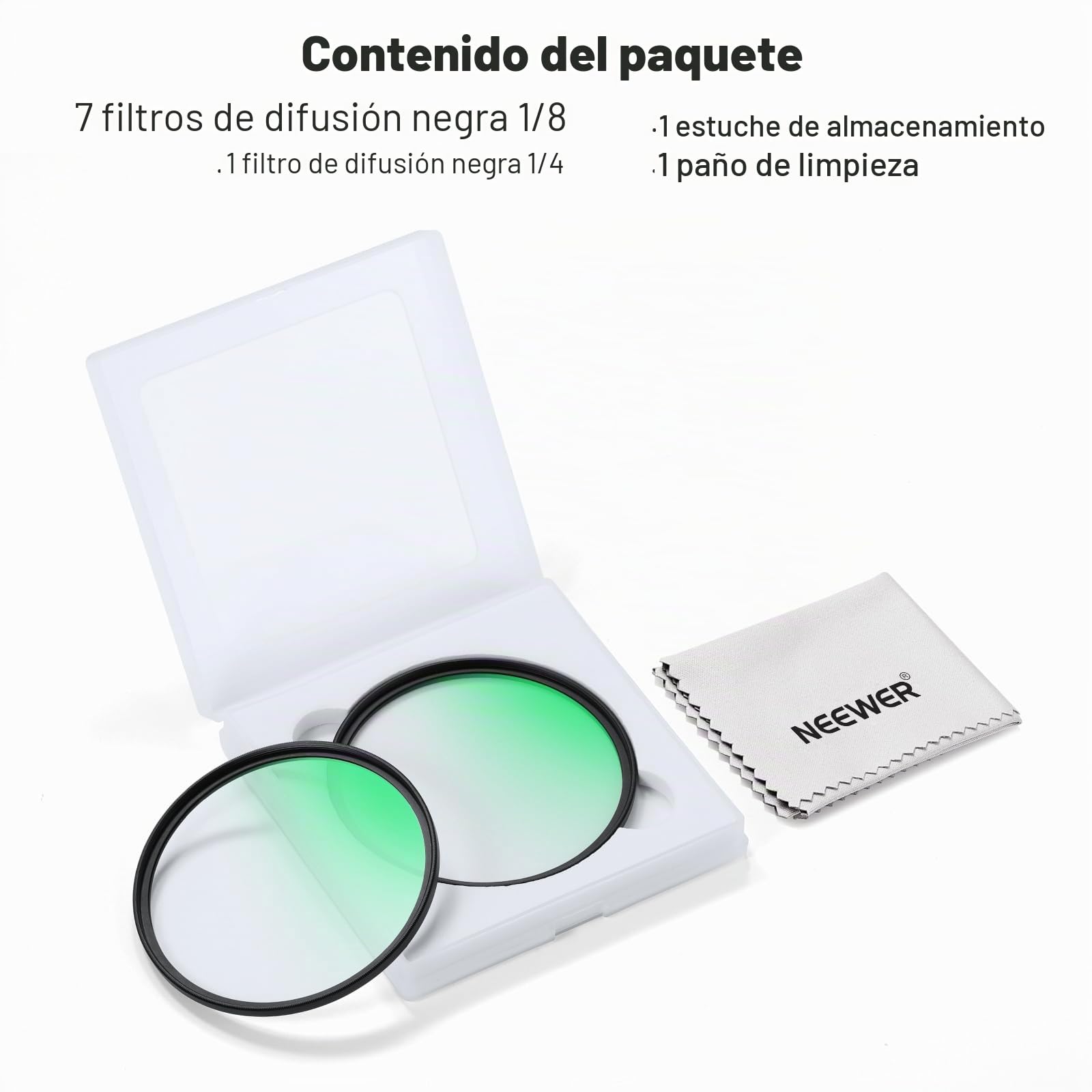 NEEWER 82mm Juego de 2 Filtros de Difusión Negra 1/4 y 1/8 de Efecto Cinematográfico Nebuloso, Recubrimiento Múltiple, con Estuche y Paño de Limpieza para Fotografía y Vídeo