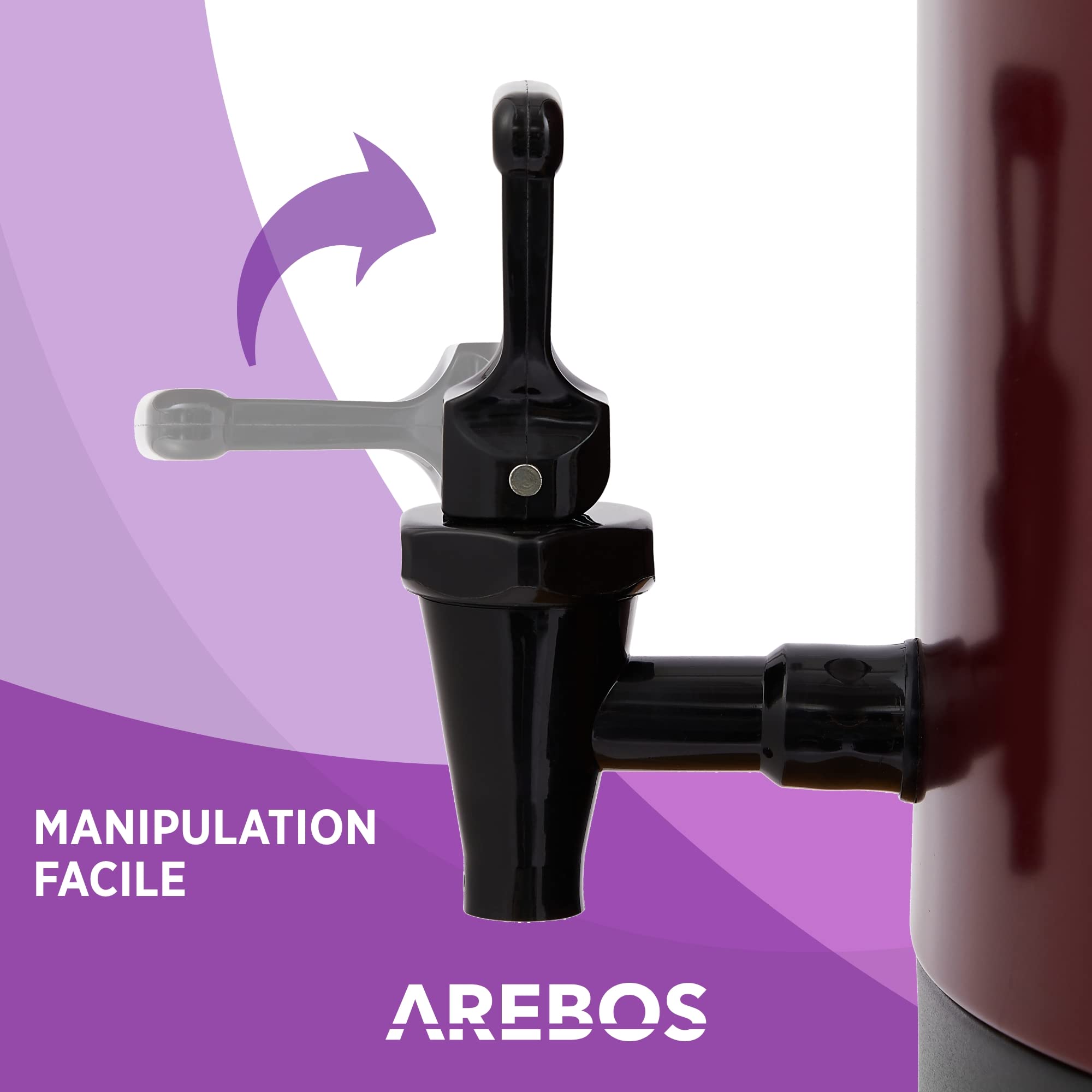Arebos Autocuiseur automatique 1800 W | 28 l | avec minuterie, thermostat et protection contre la surchauffe | réglable en continu de 30 à 110 °C | Avec pelle et entonnoir de conservation | Rouge