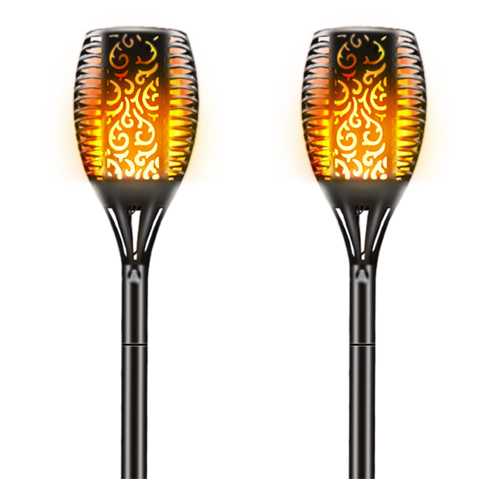 MaksoneTorches Solar Outdoor Lights 96 LED Larger Size ing Flames Light Waterproof Landscape Decoration Lighting Dusk to Dawn Auto On/Off (96LED, 2)