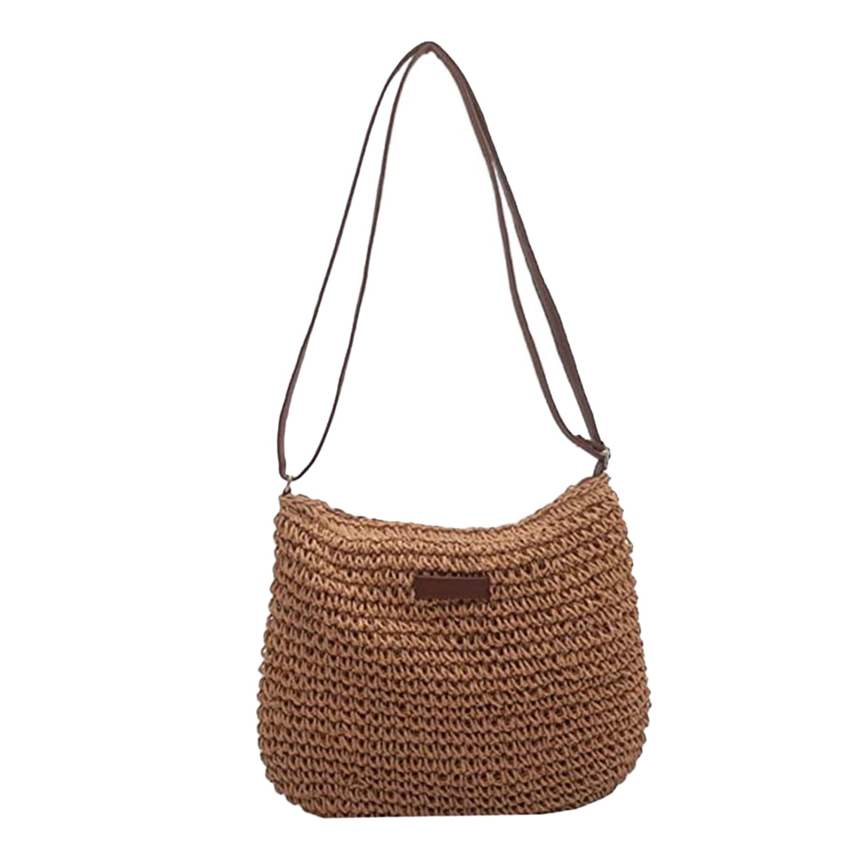 Faroby Straw Beach Bag for Women Braided Single Shoulder Large Capacity Khaki