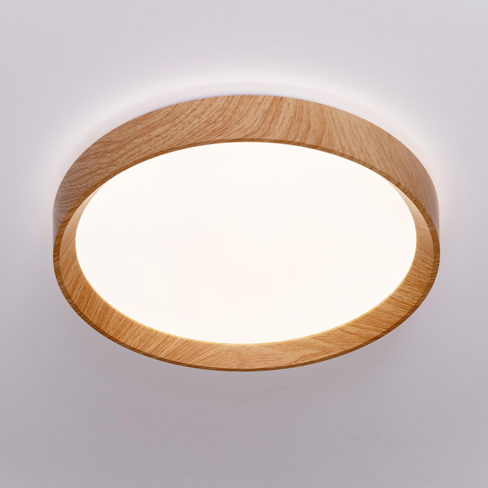 Alpinaluz Plafón LED Techo 30W Ø40cm, Luz CCT 3000K 4000K 6000K, Diseño Moderno, Carcasa de Policarbonato Resistente con Acabado en Efecto Madera, para Salón, Dormitorio o Comedor