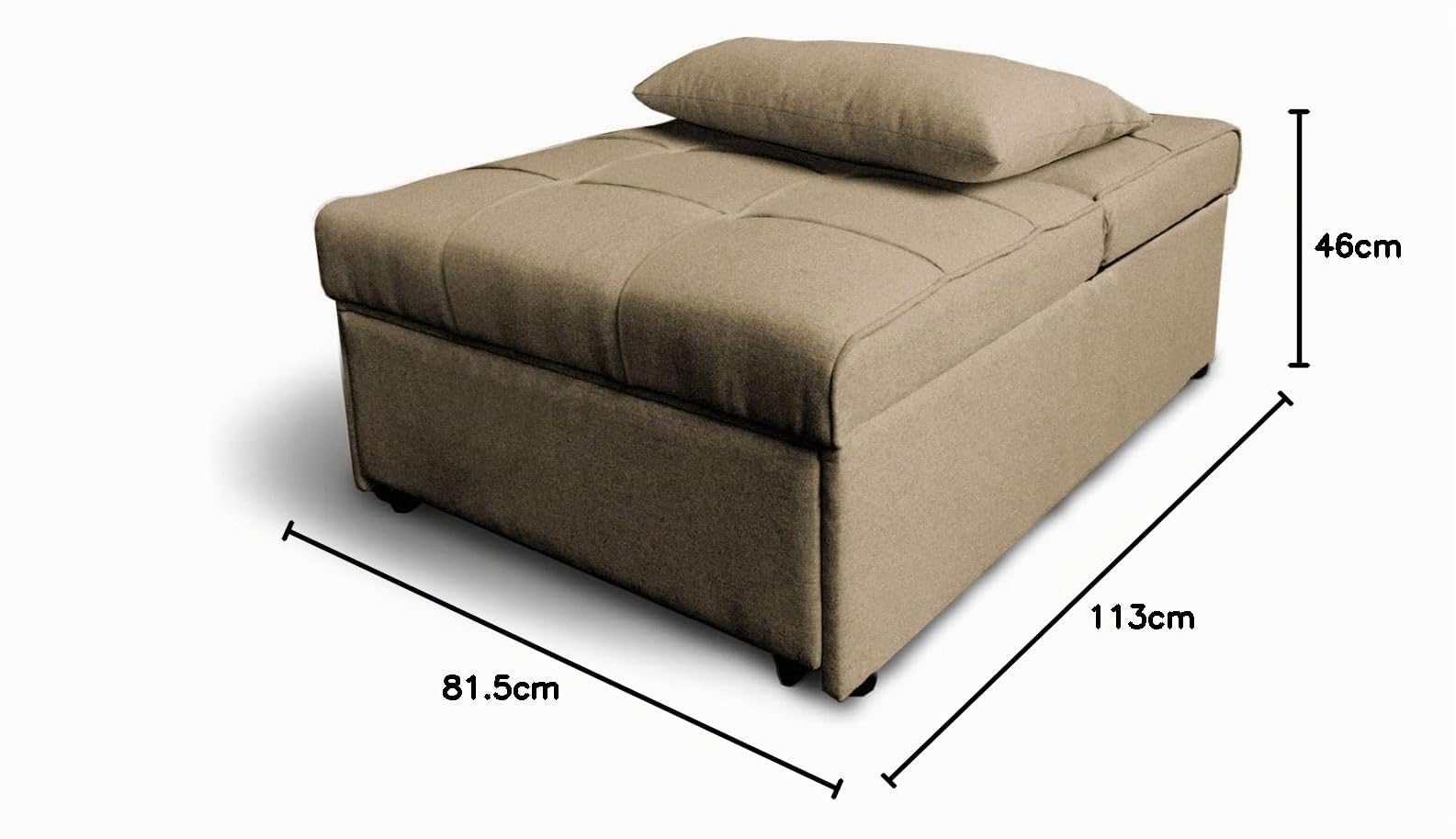 Arredo Stock Pouf 3 in 1 trasformabile in poltrona e in letto tortora 112x81x88 cm