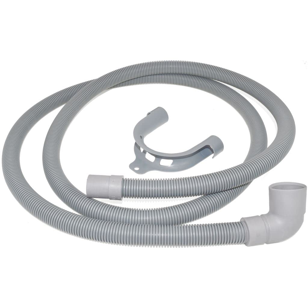 Ufixt Grey Universal Dishwasher Drain Outlet Hose 2M With 90 Degree Bent End Compatible With Bosch Aeg