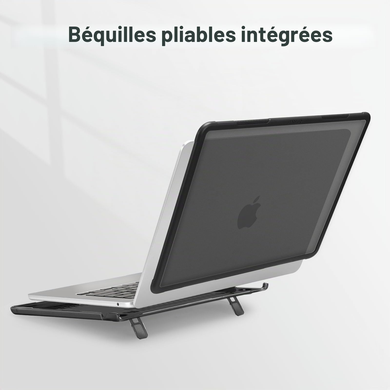 MOSISO Compatible avec MacBook Air 15 Pouces M5 M4 M3 M2,Noir | Kit 4-en-1 Coque Robuste avec Béquille Pliable Compatible avec MacBook Air 15 Pouces 2026-2023 A3448 A3241 A3114 A2941