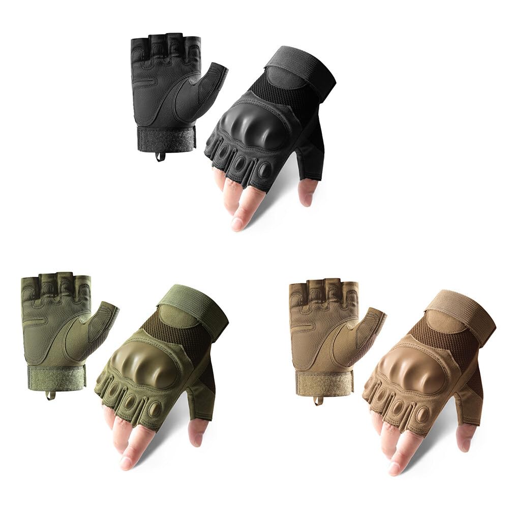 Gants tactiques à demi-doigt pour hommes, pour Combat, chasse, tir, Paintball, sans doigts  200000297