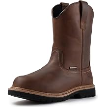 SUREWAY 10in Mens Soft/Steel Toe Waterproof Wellington Work Boot,Heavy Duty Pull On Leather Work Boots,GoodyearWelted,Full Grain Leather,Industrial Safety boot Classic Cowboy Boot,EH Rated