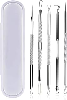 Blackhead Remover Tool,5 Pcs Pimple Popper Tool Kit Blackhead Extractor for Face Nose Comedone Zit Acne Whitehead Pores Blemish Fat Granules,Stainless Steel Facial Skin Care Kit