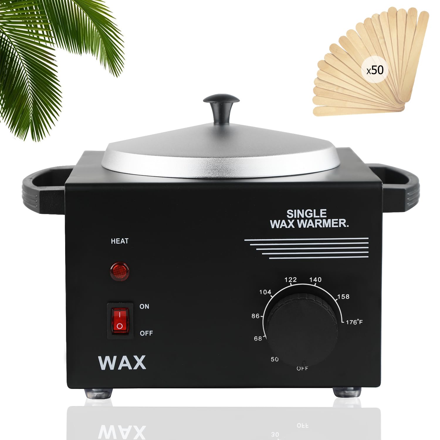 Wax Machine with Hair Removal Kit: Hard Wax Pot, Body Wax Melt Warmer, and 50 Applicator Sticks