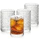 POLIDREAM Whisky Gläser Set 4er, 325ml Old Fashioned Tumbler Glas, Facetten-Schliff Kaffee Gläser Geprägte Trinkgläser für Cocktails Whisky Bier