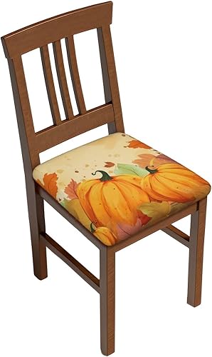 SHIRMDIY Juego de 2 fundas de asiento extraíbles para silla de comedor, calabazas de otoño, elásticas, para bodas, fiestas, fundas de cojín,