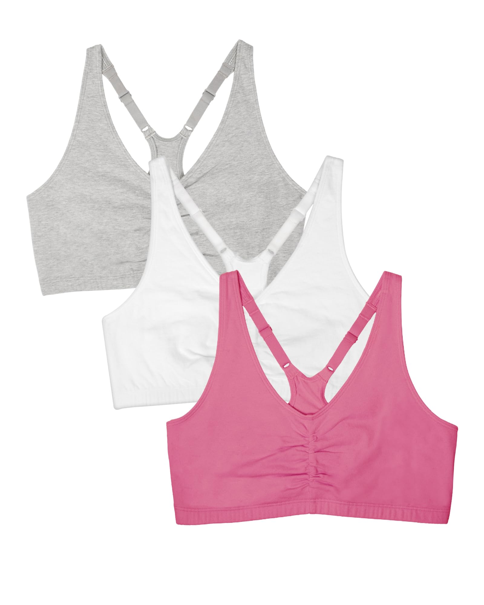 Women's Adjustable Shirred Front Racerback Sports Bra Multi Packs!
