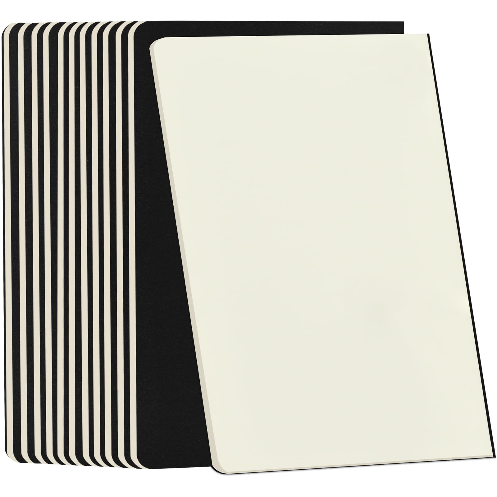 ZCZN A5 Blank Notebooks – 12 Pack, Black Kraft Cover Plain Notepads for Sketching, Notes, Travel & School Use