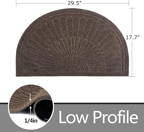 Miniatura 2 de Tapete para puerta delantera, medio redondo, para entrada al aire libre, antideslizante, atrapador de suciedad, tapete para entrada interior,