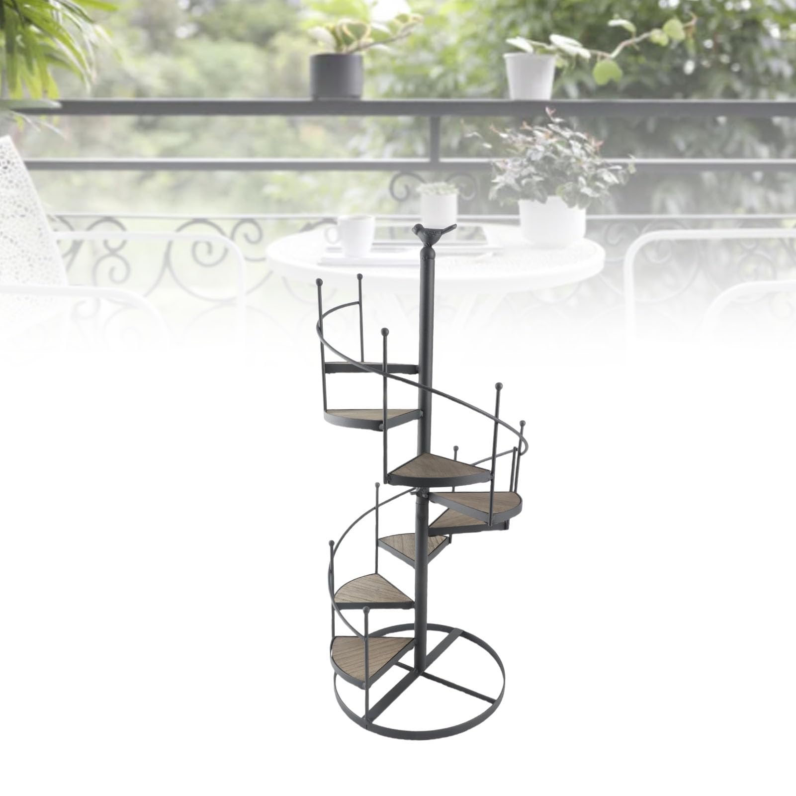 Cocoarm Support Plantes Bois Fer Spirale Moderne, 2 Pièces