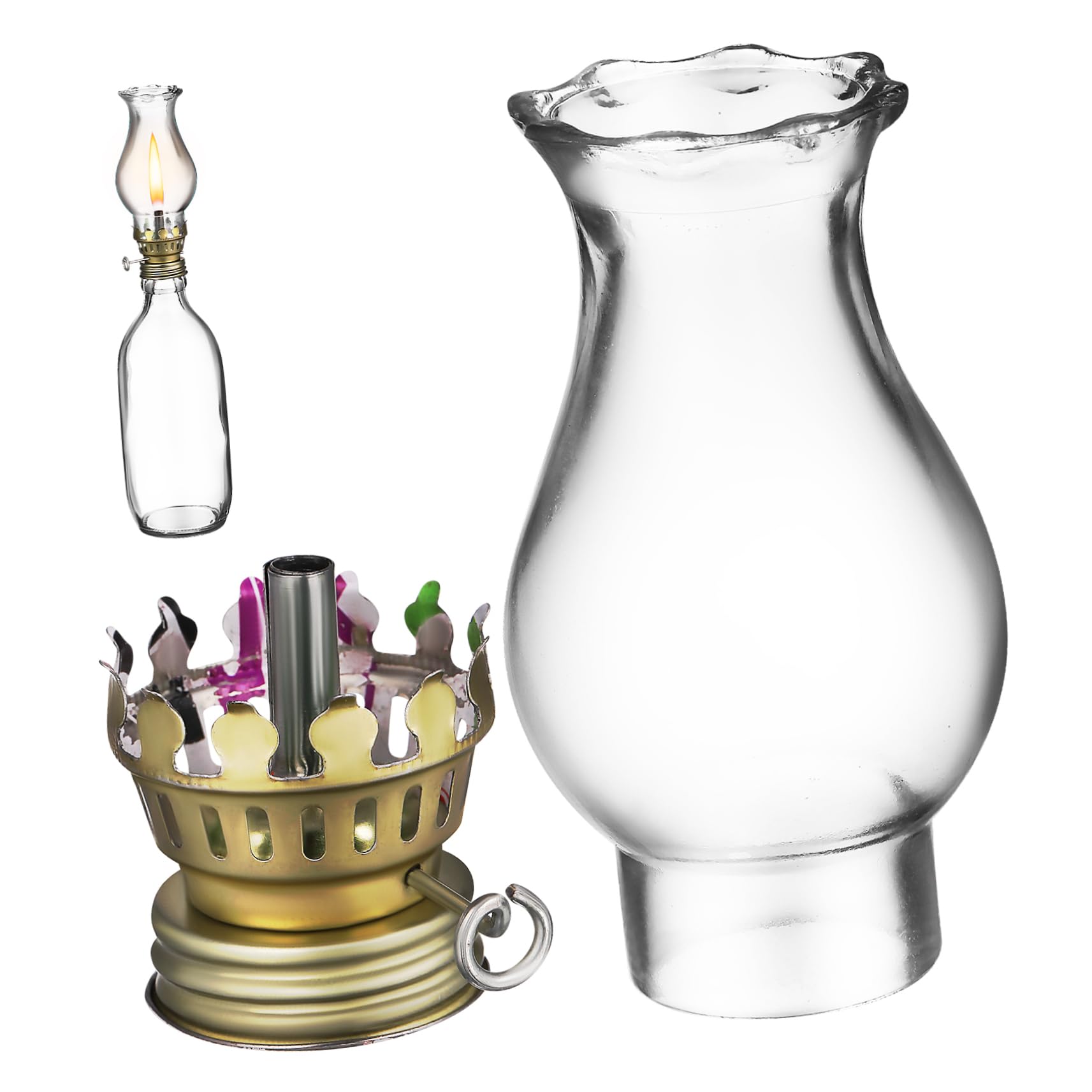 Cabilock Oil Lamp Shade Glass Kerosene Lamp Chimney Replacement Vintage Globe Small Burner Parts for Home Decor and Outdoor Use Random Color