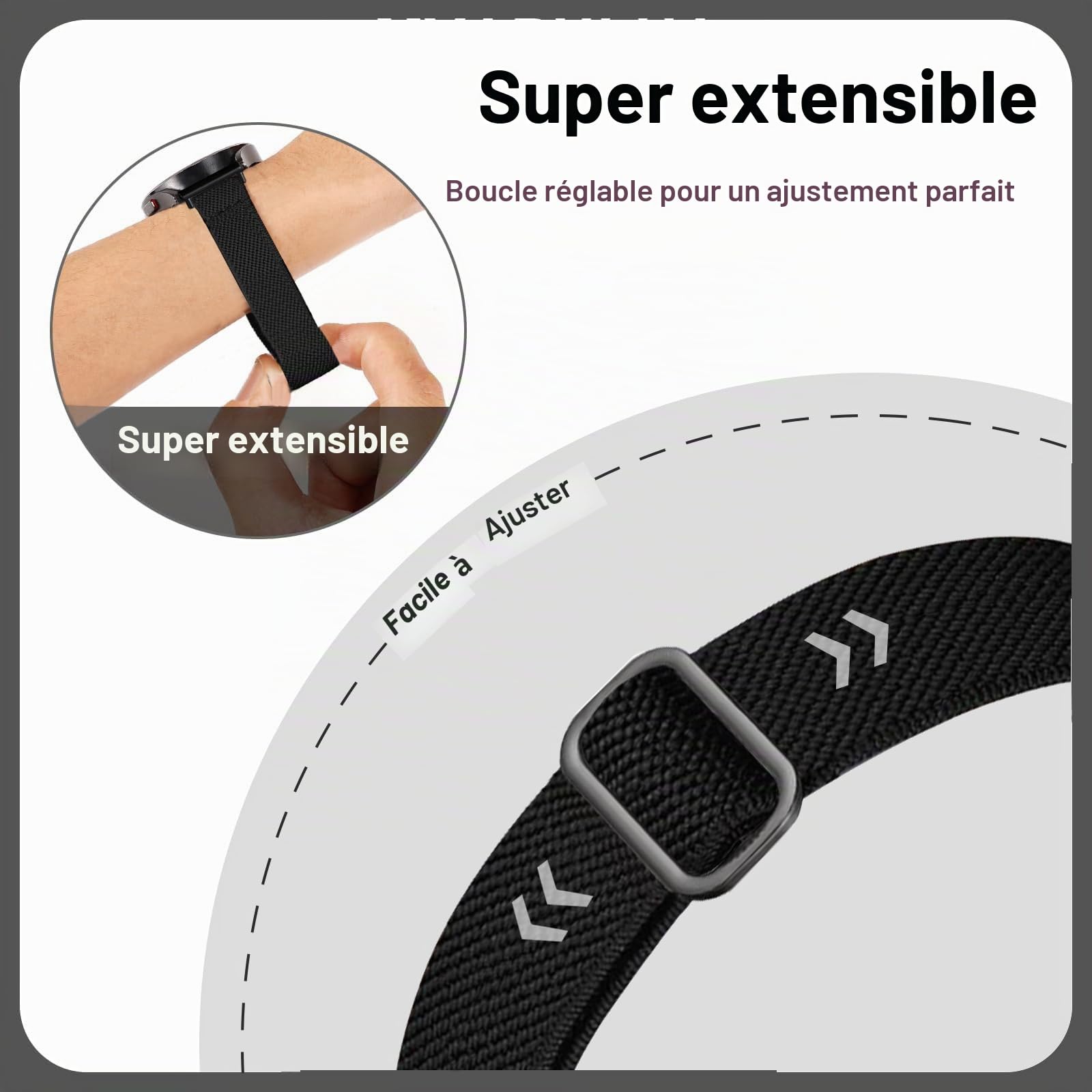 Lot de 5 bracelets de rechange en nylon élastique pour Garmin Lily 2 / Lily 2 Active - Tissu à boucle extensible - Pour Garmin Lily 2 - Unisexe