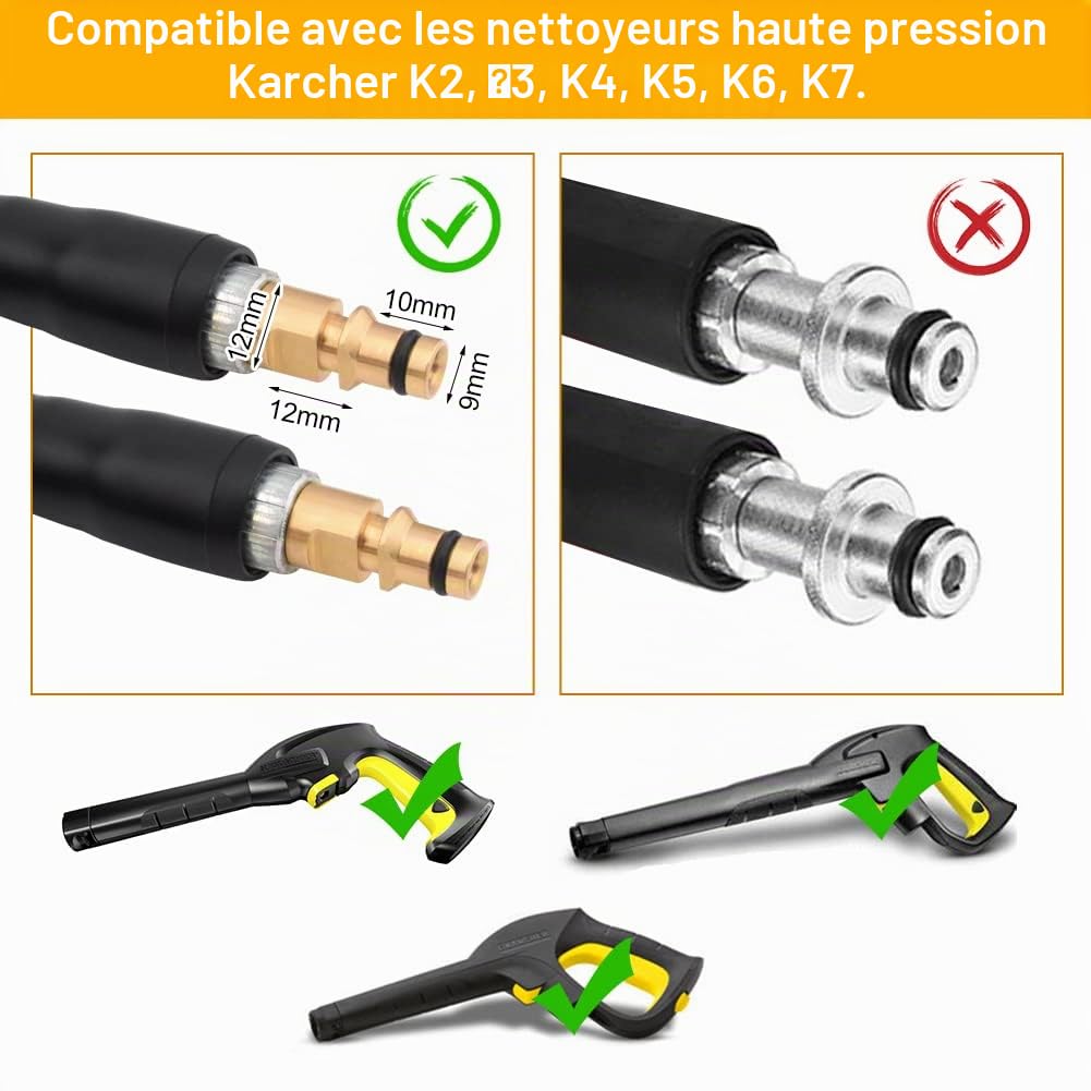 Tuyau de rechange pour nettoyeur haute pression Karcher K2 K3 K4 K5 K6 K7 Tuyau de nettoyage haute pression Connecteur rapide et libération rapide