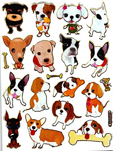 5 Sheet Dog And 1 Sheet Cat (6 Sheet/Pack) Self-Adhesive Glitter Metallic Foil Reflective Decorative Scrapbook Sticker For Photo Card Diary Album- Size 4 X 5.25"/Sheet. #TOP3