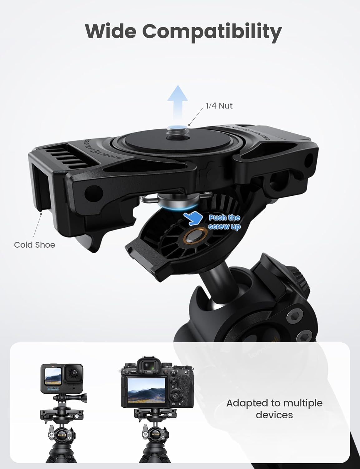 Lamicall Tripod for Camera - 3 in 1 Flexible Tripod for iPhone with Wireless Remote - iPhone Stand for Video Recording Vlogging Compatible with Smartphone, Small Digital Camera Dark Grey