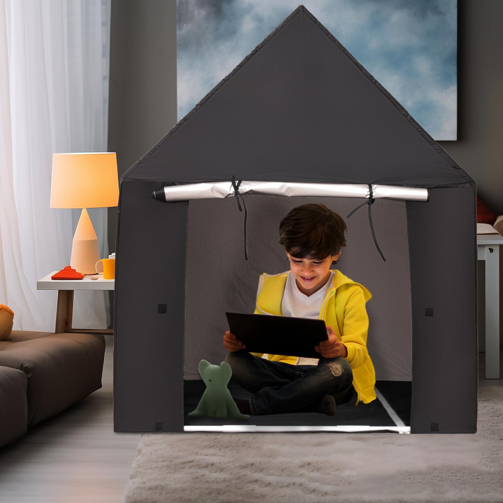 Sensorisches Spielzeug für Autismus, tragbar, zur Linderung von Stressangst bei Kindern, Spielzeughaus zum Lesen, Schlafen und, faltbar, eine schnelle Gruppe