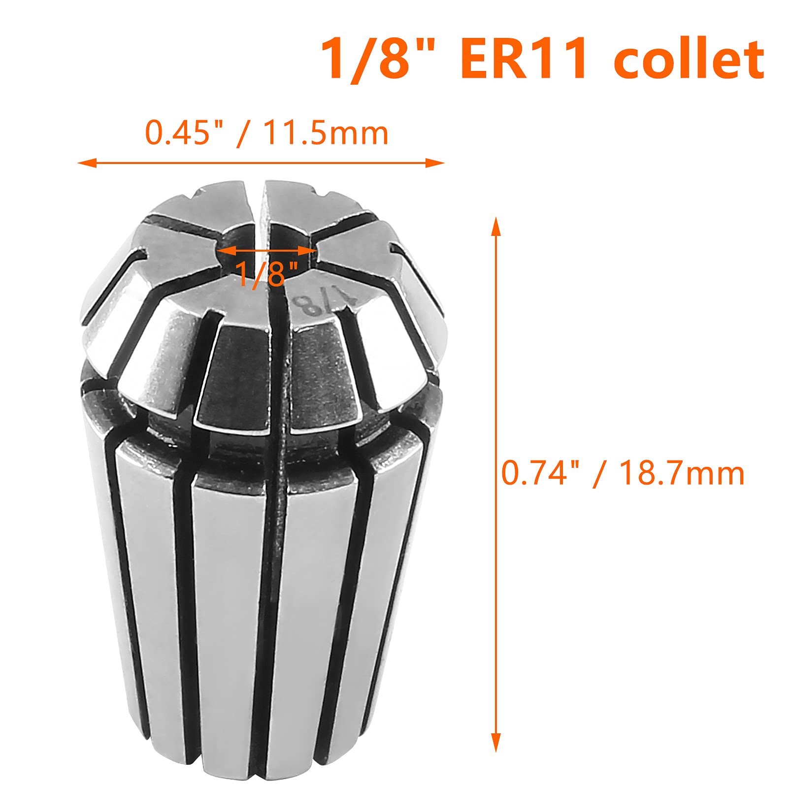 Qjaiune 15-Pack ER11 Collet Set - Precision Spring Collets For CNC Engraving & Milling Machines (1/8", 1/4", 1-7mm) - View #10