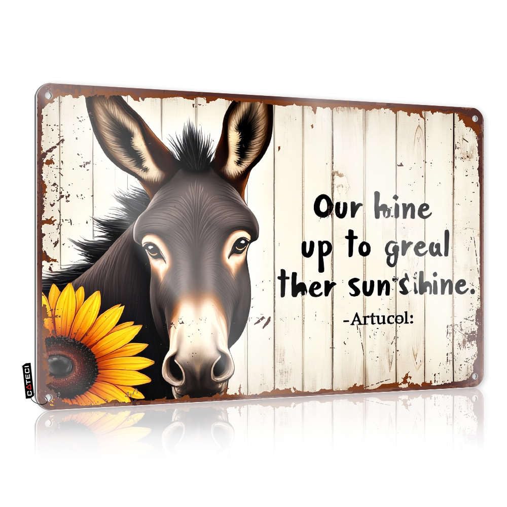 Tin Bar Signs A Donkey'S Face With A Sunflower And A Humorous Quote. Tin Sign Boys Room Decor Teenager Tin Signs Camping Rules(20X30CM)