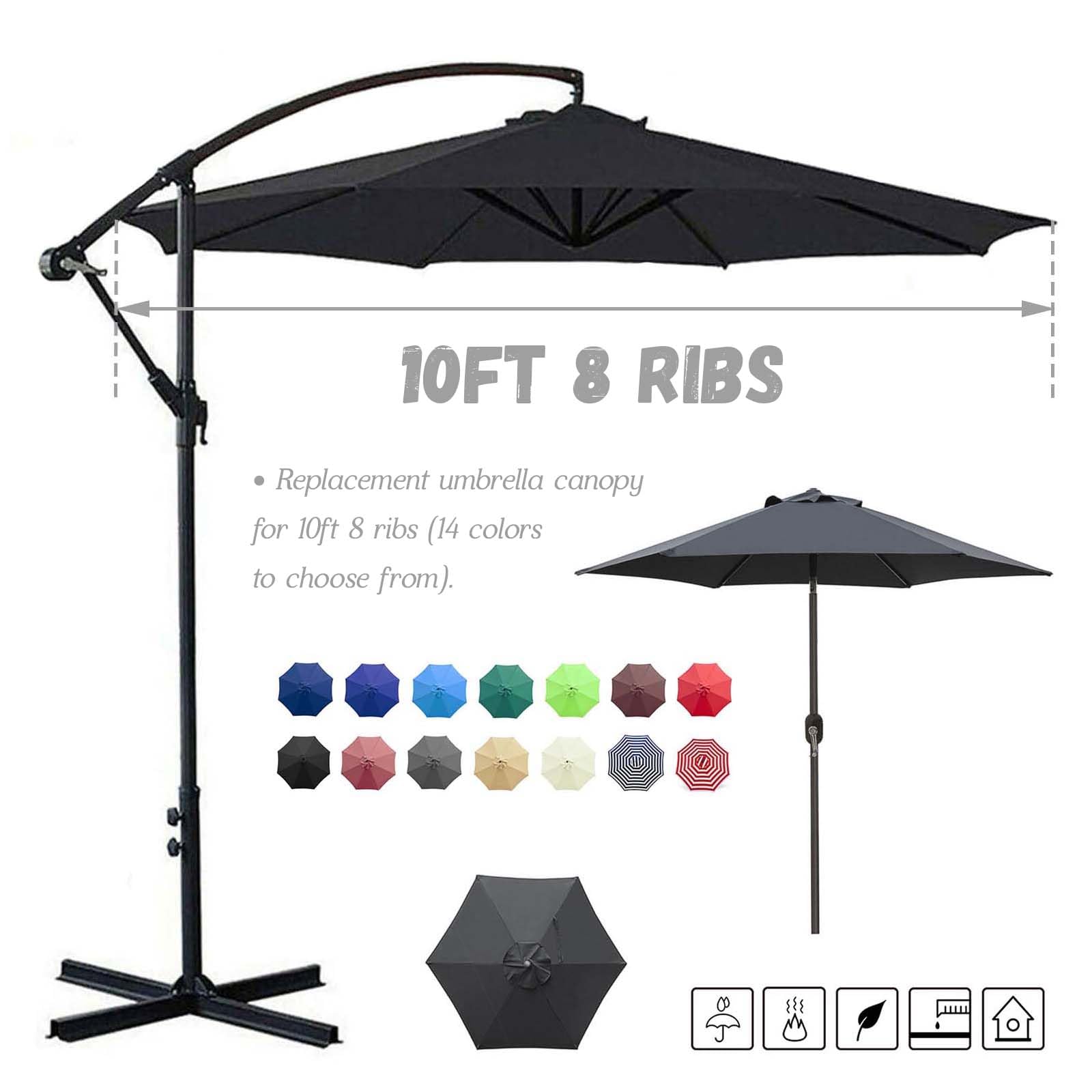 Amazon.com : GLDDFDG Cantilever Patio Umbrella Replacement Canopy 10 Foot 8  Ribs, Market Outdoor Replacement Umbrella Canopy for 10ft 8 Ribs Beach Pool  Garden, Canopy Only,Black : Patio, Lawn & Garden