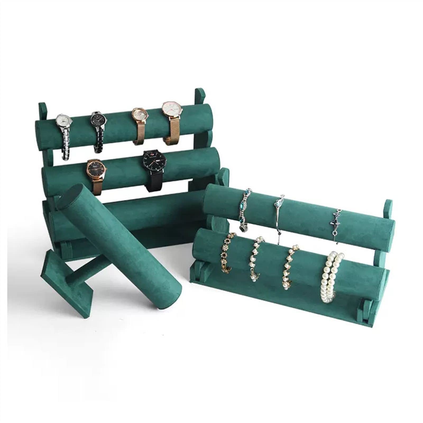 OIFAODAO Jewelry rack, 1/2/3 Tier Detachable Bracelet T-Bar Stand for Jewelry Organizer and Hairband Display, Green