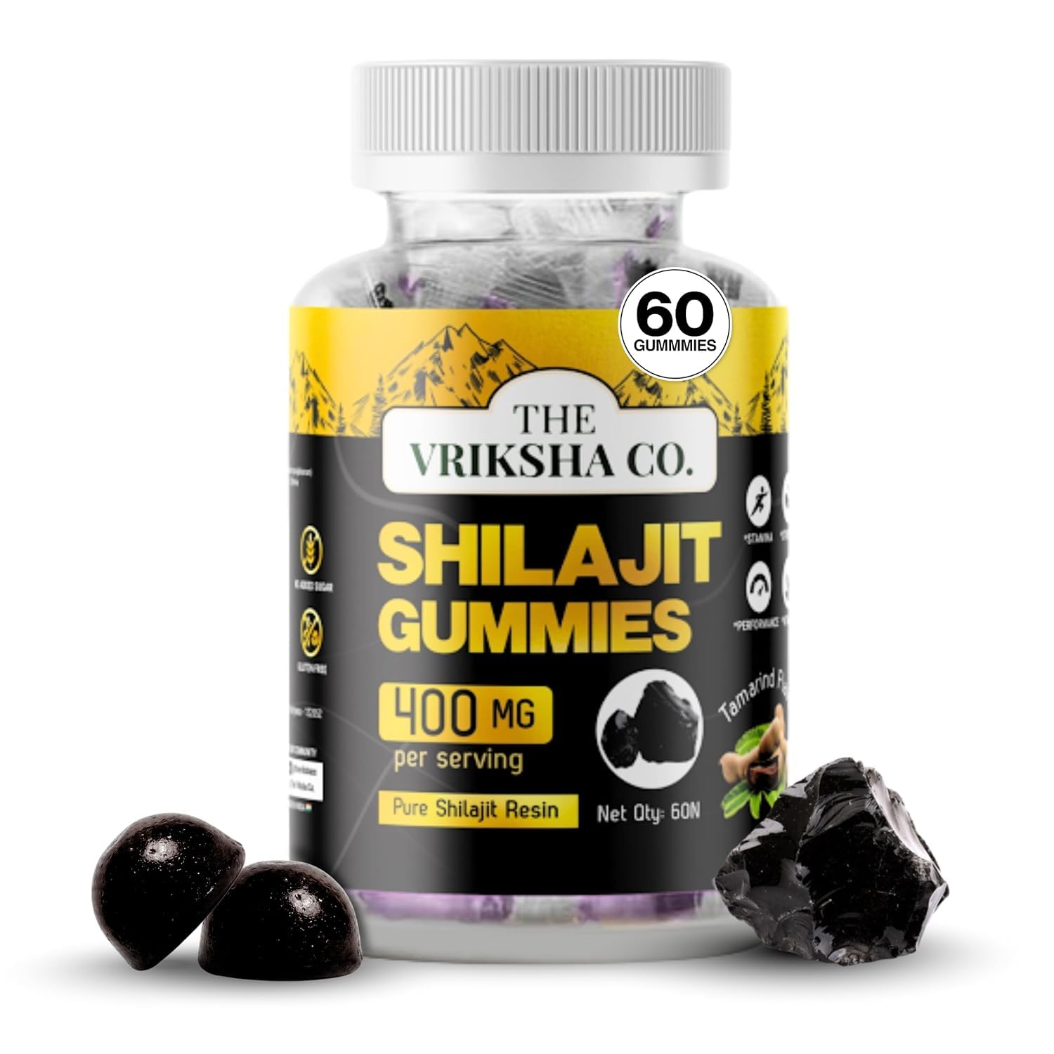 Shilajit Gummies 400mg for Adults | Boosts Stamina, Strength, Performance & Vitality | Advanced Shilajeet Gummies | Fulvic Acid & Trace Minerals | Tamarind Flavour (60 Gummy)