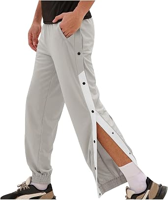 Mens Tear Away Pants Post Surgery Snap Button Baggy Basketball Sweatpants Joggers Casual Sport Trousers