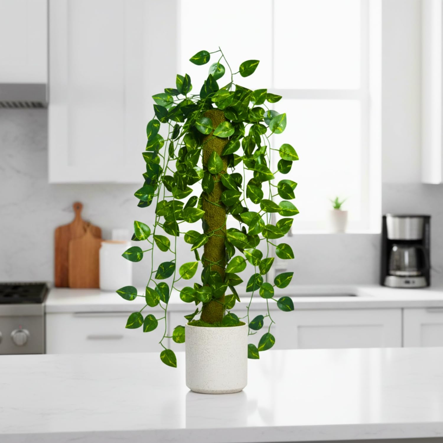 fancymart Artificial Green Leaf Hanging Creeper on Moss Stick (Without Pot) – 60 cm Tall Hanging Creeper Plant for Indoor Home, Office, Restaurant & Café Decoration