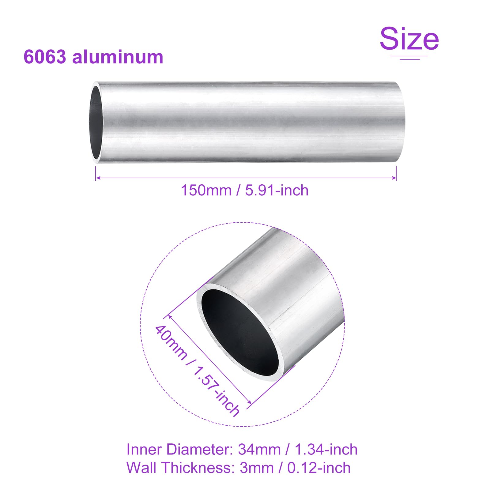 DMiotech Lot De 2 Tubes Ronds En Aluminium 6063 (22 Mm De Diamètre Extérieur X 14 Mm De Diamètre Intérieur) De 300 Mm De Long Pour Construction De Châssis De Machines, Projets