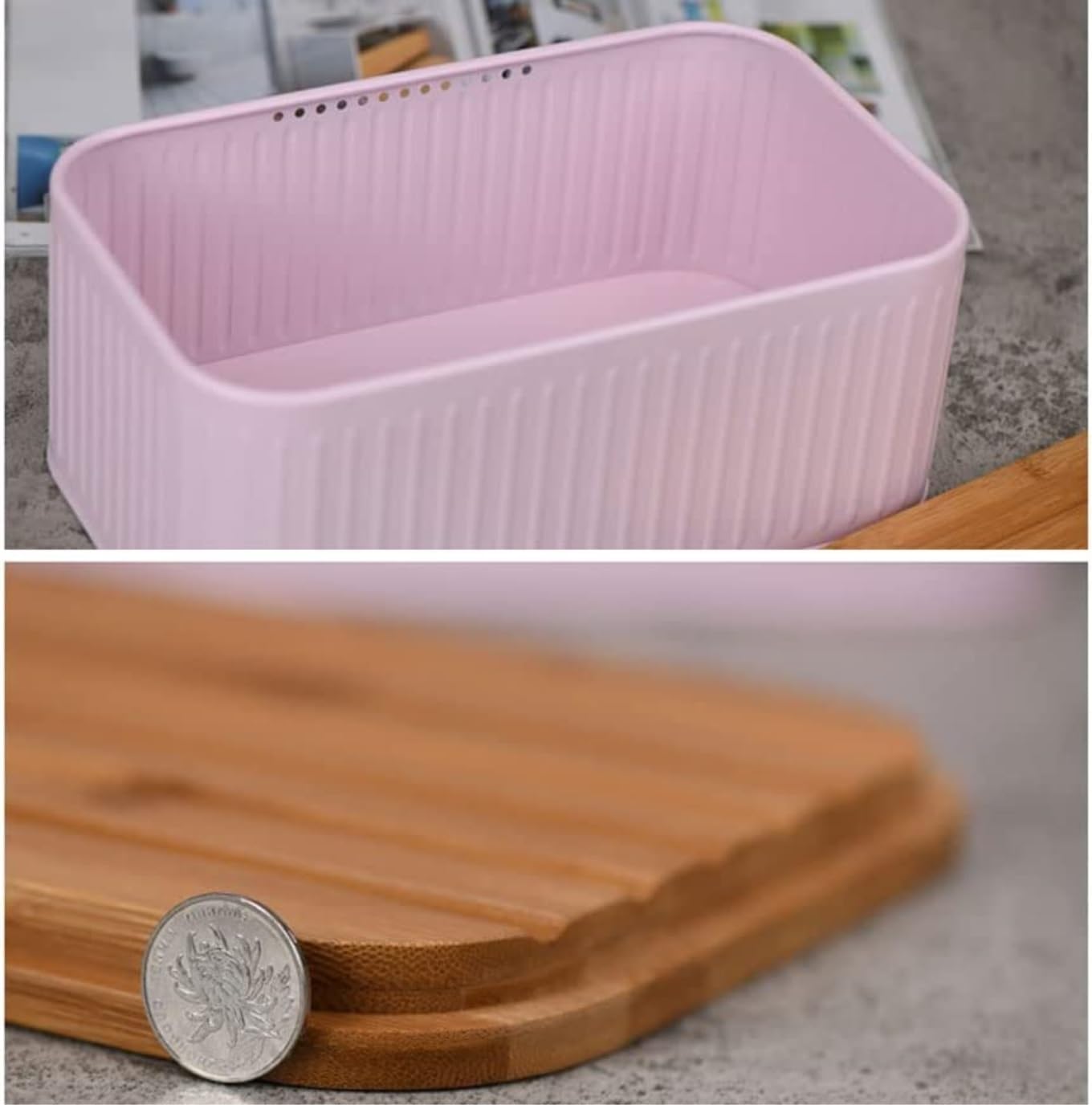 Brotbox Küche Zur Brotaufbewahrung Moderner Brotkasten Aus Metall Mit Deckel Brotaufbewahrung Brothalter Dekor Bauernbrotkasten Vintage Brotbehälter(Pink)