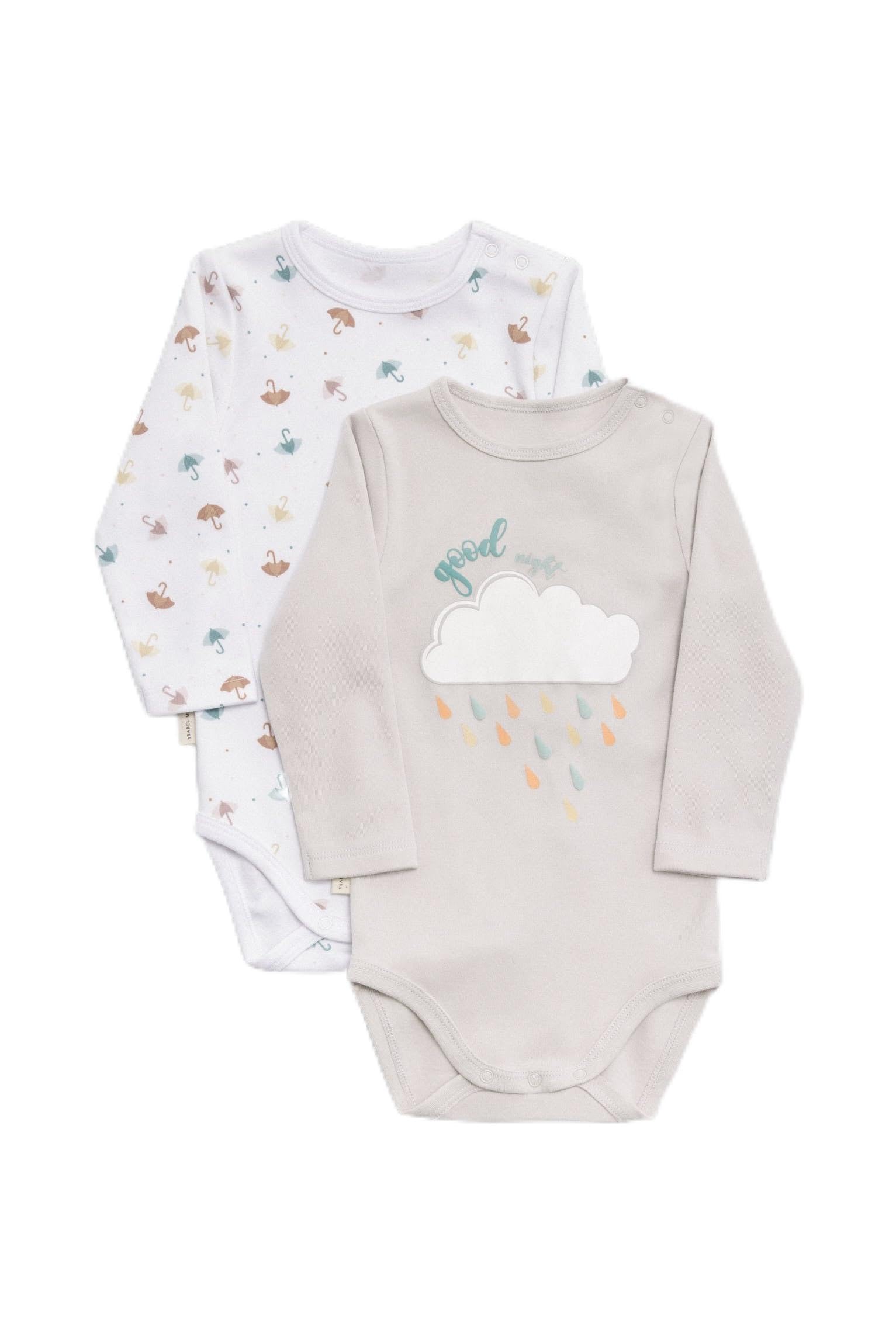 YSABEL MORA Confezione 2 Body Neonato Manica Lunga Cotone Naturale Confortevole ed Ergonomico per Inverno, Mantiene Temperatura Ideale, Stampe Dolci, Interno Felpato, 60% Cotone 40% Poliestere