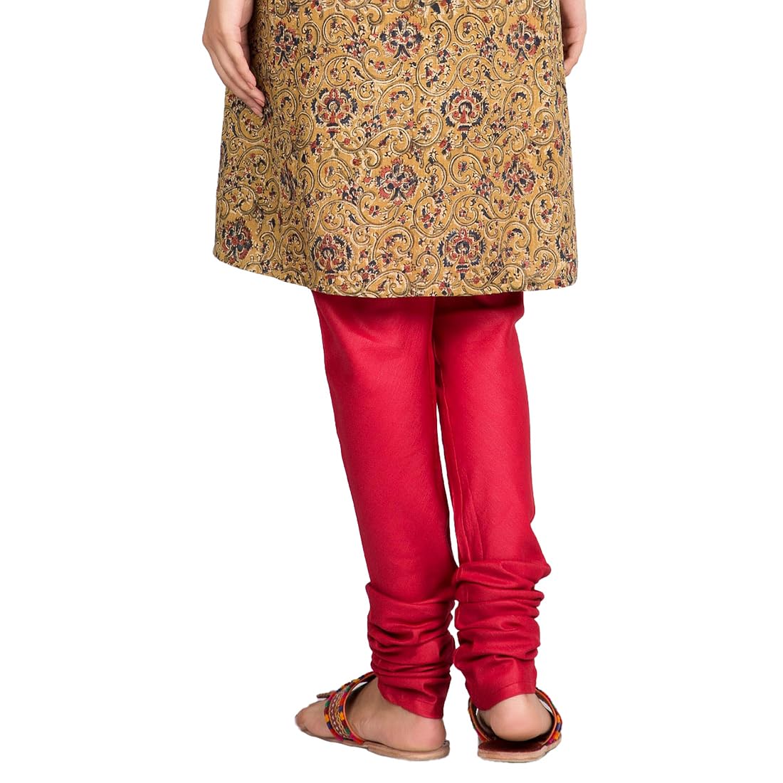 Fabindia Women's Silk Blend Churidar (1014199Red_Red