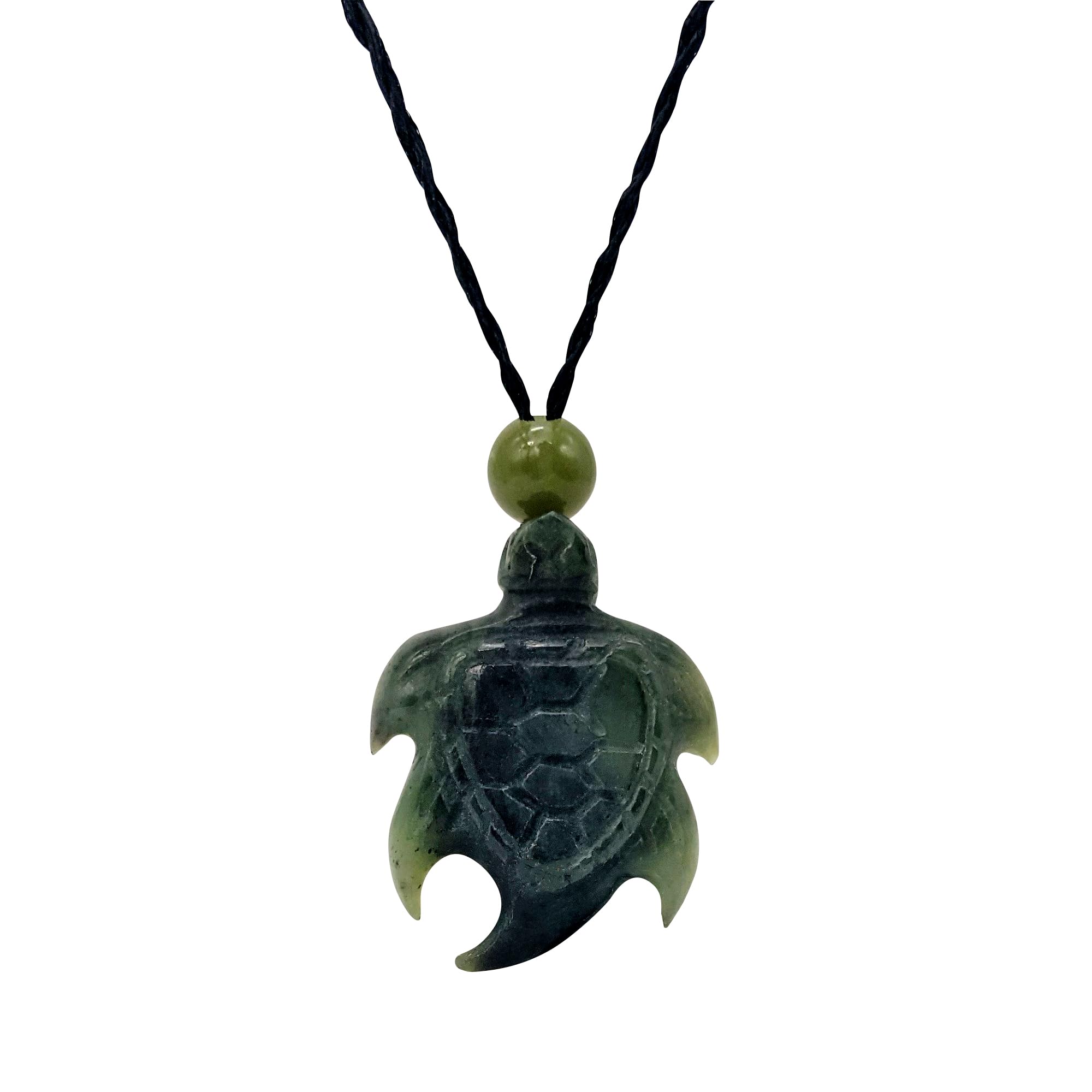 81stgeneration Collana con Ciondolo a Forma di Tartaruga in Giada Nefrite | Collana in Corda in Stile Maori per Donna | Gioielli da Uomo in Pietra Verde Naturale con Vita Marina