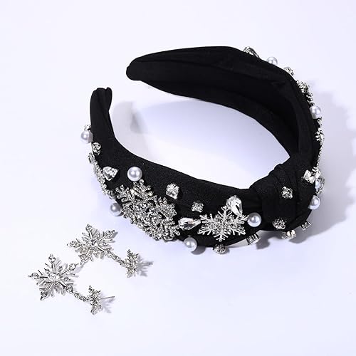 Miniatura 8 de vokone Diademas de Navidad para mujer, diadema de lazo de Navidad, diadema anudada con joyas de cristal, accesorios de Navidad (lazo de Navidad)