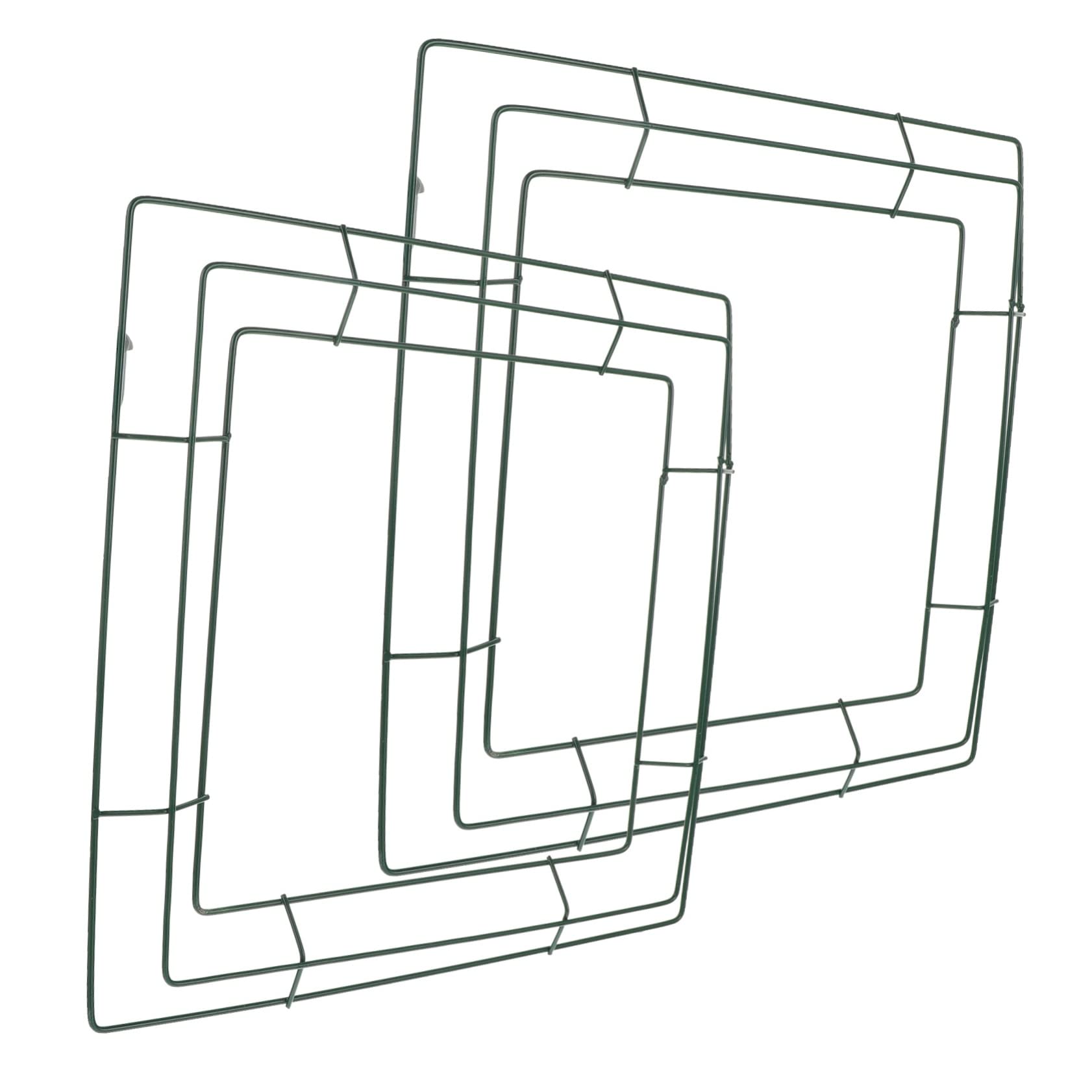 STOBAZA 2pcs Iron Wreath Rings Floral Wreath Frame Rectangular 40cm Green Wedding Decor