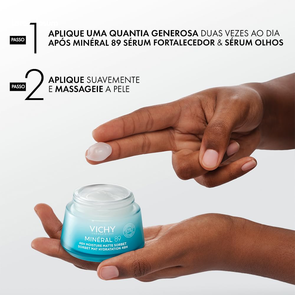 Vichy Minéral 89, 48H Moisture Matte Sorbet, Non-Greasy Face Moisturiser, With Hyaluronic Acid & Salicylic Acid - Image 3