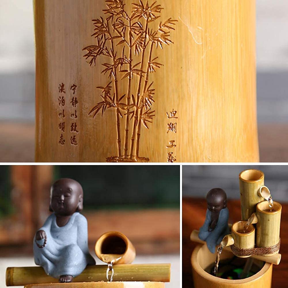 Kit de Fontaine en Bambou, décoration paysagère, Fontaine de Table en Bambou, Ornement de Jardin Japonais, décoration Zen, Hauteur 25 cm.