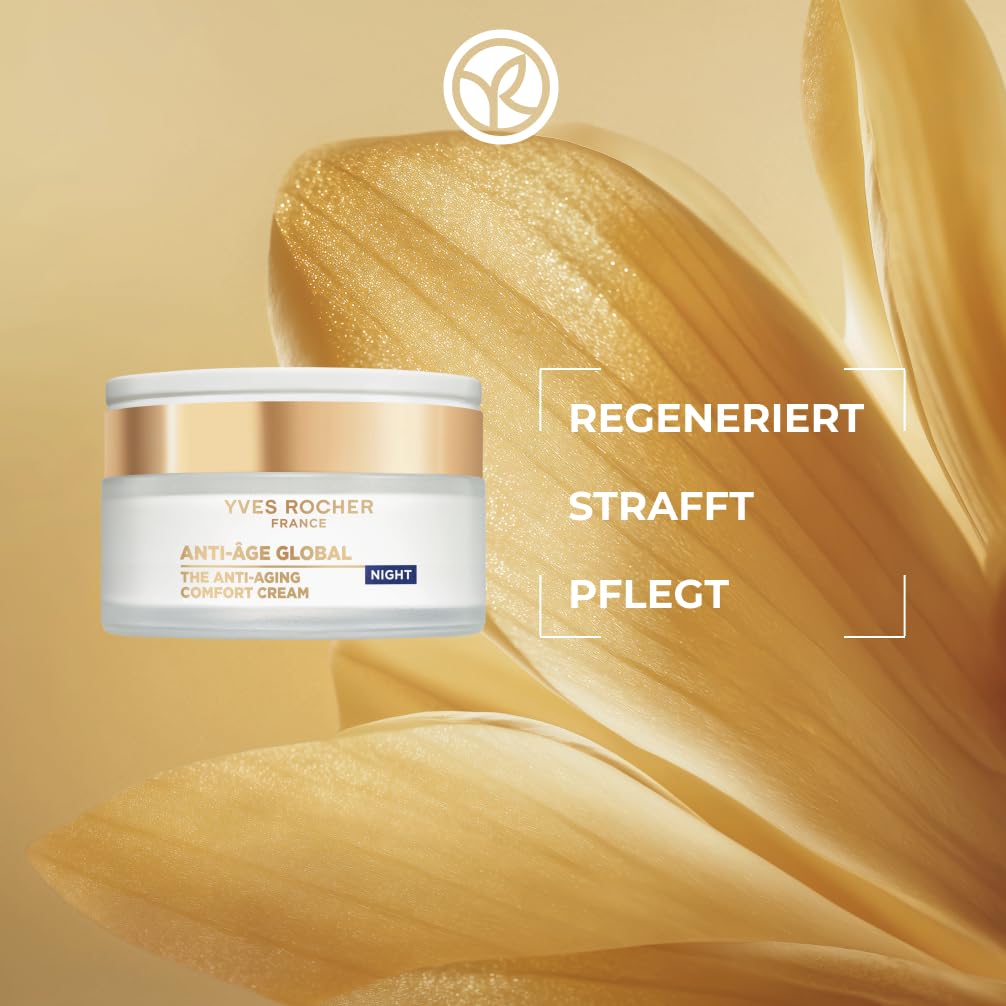 Yves Rocher Anti-Age Global Set – Tagescreme 50ml + Nachtcreme 50ml + Supra Essence Serum 30ml – Mit Gold-Achillea – Anti-Aging Gesichtspflege – Strafft, regeneriert und hydratisiert