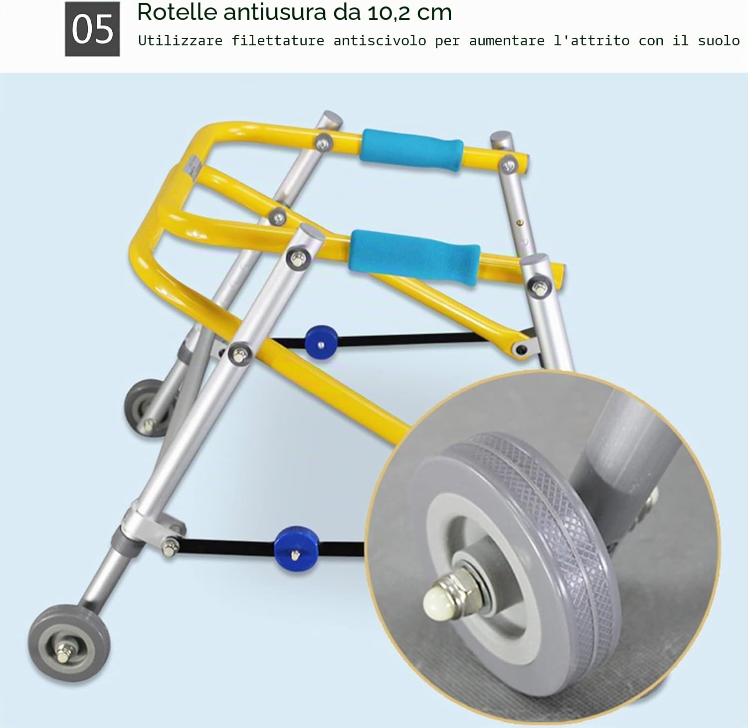 Gait trainer, deambulatore pieghevole per bambini a quattro ruote, camminatore di formazione in piedi carrello per esercizi di riabilitazione per fratture di disabilità (Size : 42-52cm)