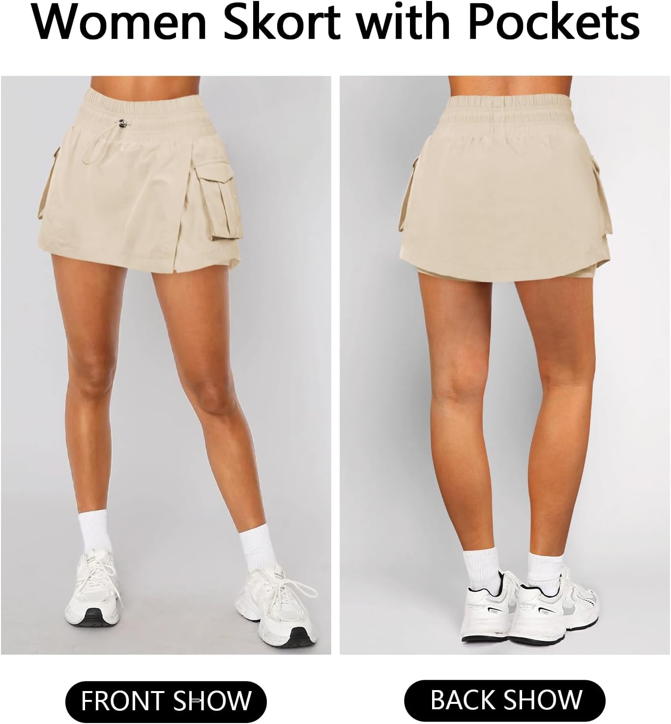 Women's Athletic Tennis Cargo Mini Skirt Skort for Women High Waisted Side Slit Pleated Golf Skater Skirts with Shorts Pocket - Image 3