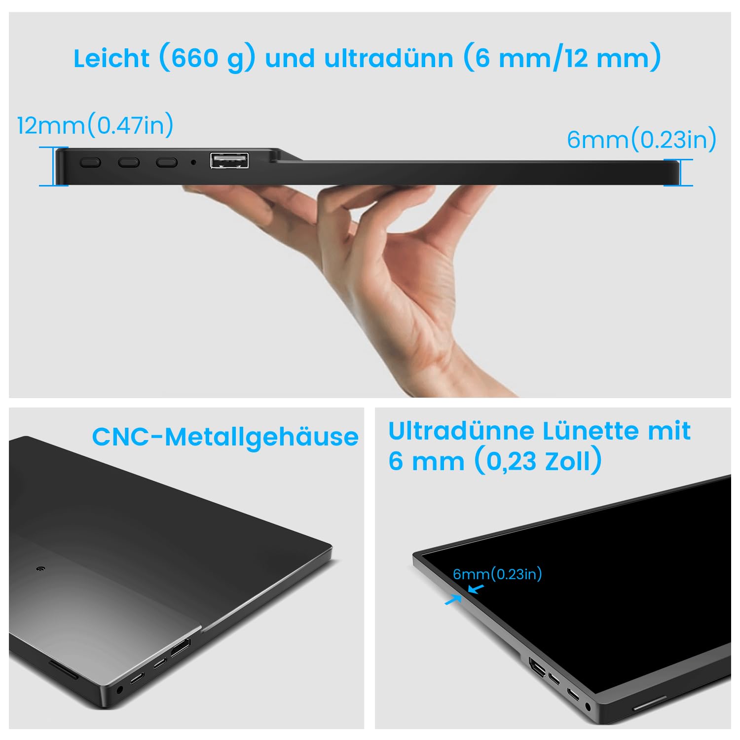 14 Pulgadas Monitor Portátil Táctil con Funda Protectora, 1920 x 1200 IPS | 100% sRGB, Pantalla Táctil de Viaje con Altavoz, HDMI USB C CNC para PC
