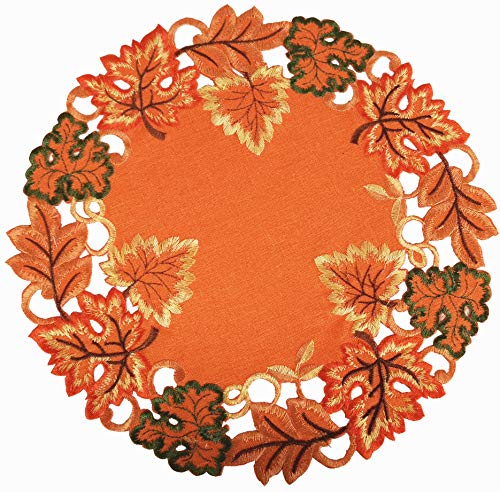 Granddeco Harvest Fall Table Placemat 14" Set Of 4,Cutwork Embroidered Maple Leaves Dresser Scarf Table Topper For Thanksgiving's Day Home Dinner Holiday Party Decoration #TOP7
