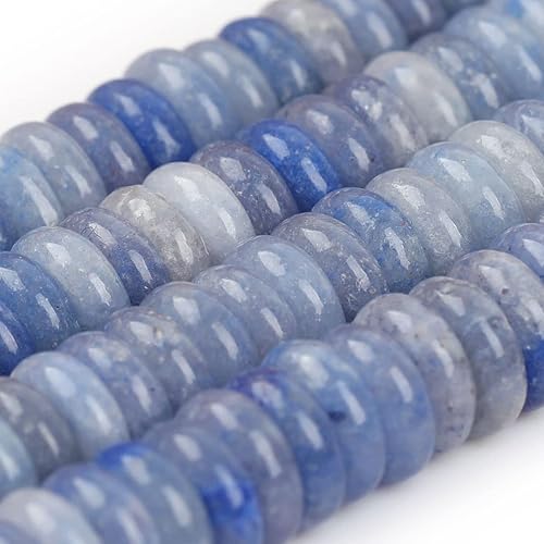 Miniatura 2 de JOE FOREMAN Cuentas espaciadoras de disco Heishi de jade de aventurina azul natural de 0.079 x 0.236 in para fabricación de joyas, hebra completa de